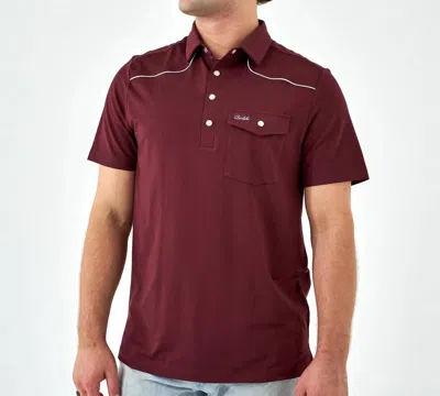 Burlebo Pearl Snap Performance Polo In Maroon In Burgundy