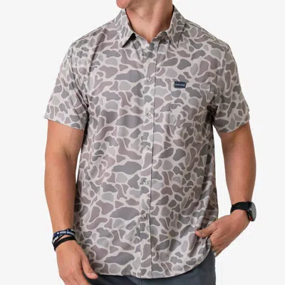 Burlebo Performance Button Up Shirt In Classic Deer Camo In Gray