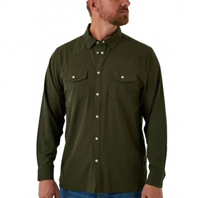 Burlebo Performance Long Sleeve Western Shirt In Mallard Green