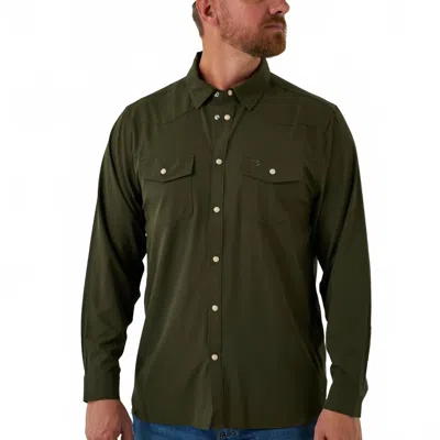 Burlebo Performance Long Sleeve Western Shirt In Mallard Green In Multi