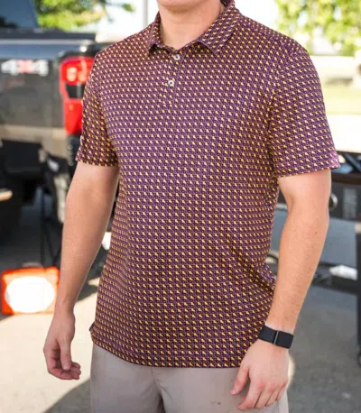Burlebo Performance Polo In Louisiana Purple And Yellow