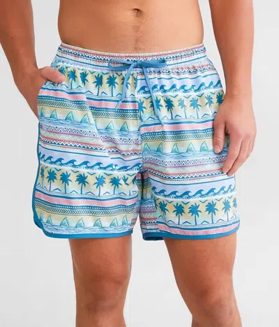 Burlebo Printed Swim Trunks In Palms And Fins In Multi