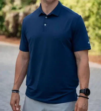 Burlebo Quick Dry Performance Polo In Heather Navy In Blue