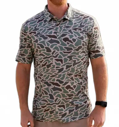 Burlebo Quick Dry Performance Polo In Retro Duck Camo In Gray