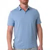 Burlebo Short Sleeve Performance Polo In Heather Blue Sky In Multi