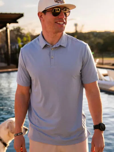 Burlebo Short Sleeve Performance Polo In Heather Sky Blue