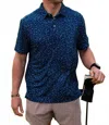 Burlebo Short Sleeve Performance Polo In Navy Speckled In Blue