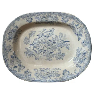 Pre-owned Burleigh 1862 Asiatic Pheasant Deep Large Oval Platter, Blue & White Hand-painted