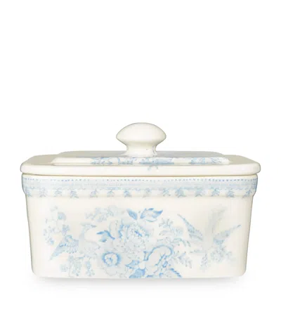 Burleigh Asiatic Pheasants Butter Dish In Blue