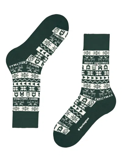 Burlington Christmas-print Socks In Green