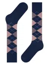 Burlington Marylebone Argyle-patterned Knee-high Socks In Blue