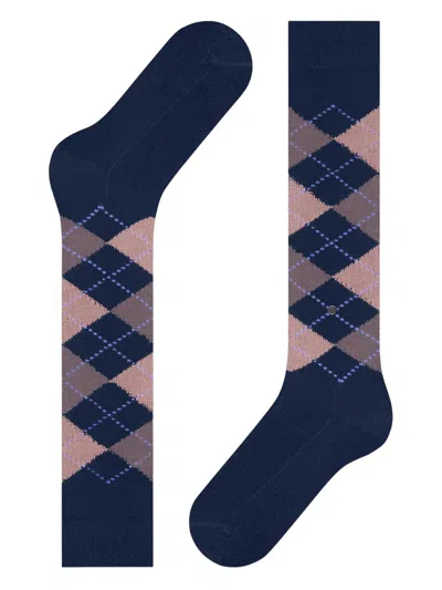 Burlington Marylebone Argyle-patterned Knee-high Socks In Blue