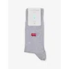 Burlington Mens Graphic-embroidery Stretch-organic-cotton And Recycled-polyamide Socks 3221 Arctic Mel.