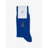 Burlington Mens Graphic-embroidery Stretch-organic-cotton And Recycled-polyamide Socks 6046 Deep Blue
