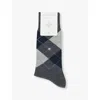 Burlington Mens Asphalt Mel. Burl Edinburgh Cotton-blend Socks In Asphalt Mel.