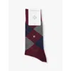 Burlington Mens Claret Burl Edinburgh Cotton-blend Socks