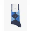 Burlington Mens Dark Blue Mel. Burl Edinburgh Cotton-blend Socks