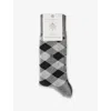 Burlington Mens Light Greymel. Danny Argyle-pattern Stretch Cotton-blend Socks