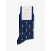 Burlington Mens Royal Blue Big Ben Argyle-print Stretch Cotton And Polyamide Socks
