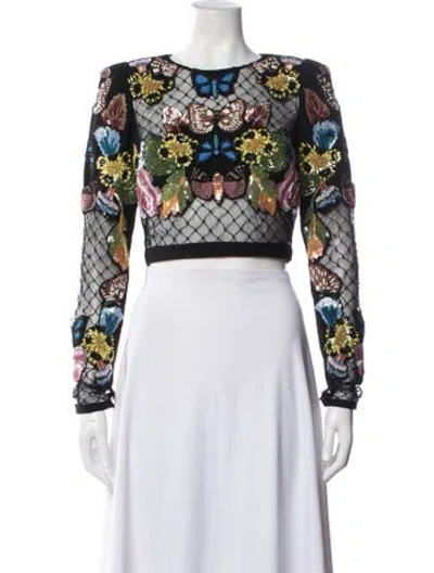 Pre-owned Burnett New York Floral Print Top In Black