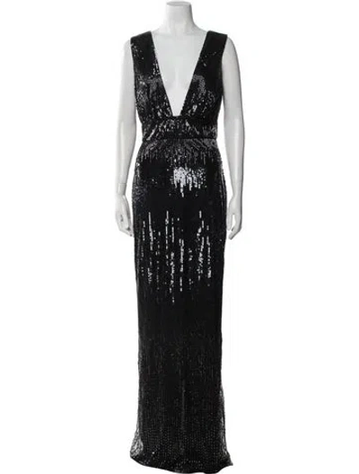 Pre-owned Burnett New York Lace Pattern Long Dress W/ Tags In Black