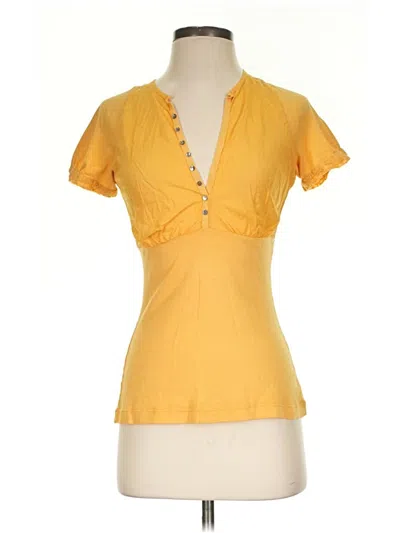 Pre-owned Burning Torch Short Sleeve Henley Shirt In Yellow