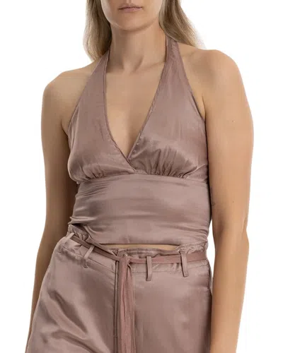 Burning Torch Valentine Silk-blend Halter Top In Pink