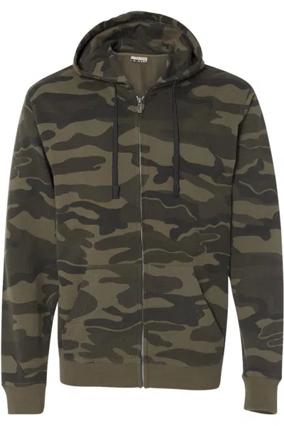 Burnside Camo Full-zip Hooded Sweatshirt In Green