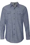 Burnside Chambray Long Sleeve Shirt In Blue