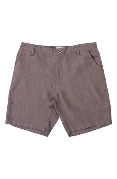 Burnside Cotton & Linen Blend Shorts In Brown