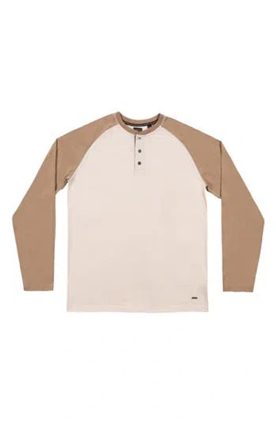 Burnside Heathered Long Sleeve Henley T-shirt In Tan
