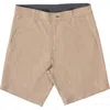 Burnside Hybrid Stretch Shorts In Heather Khaki