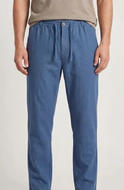 Burnside Linen & Cotton Blend Pants In Blue