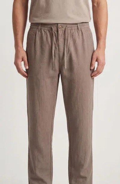 Burnside Linen & Cotton Blend Pants In Brown