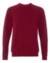 Burnside Men's Sponge Fleece Raglan Crewneck Sweatshirt In Red