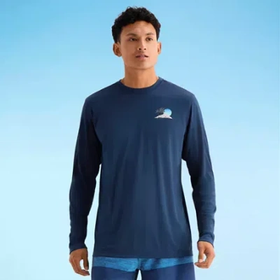 Burnside Mens Crew Neck Long Sleeve Quick Dry T-shirt In Blue