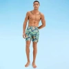 Burnside Mens Drawstring Waist Floral Swim Shorts In Green