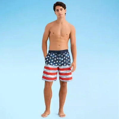 Burnside Mens Drawstring Waist Holiday Swim Shorts In Multi