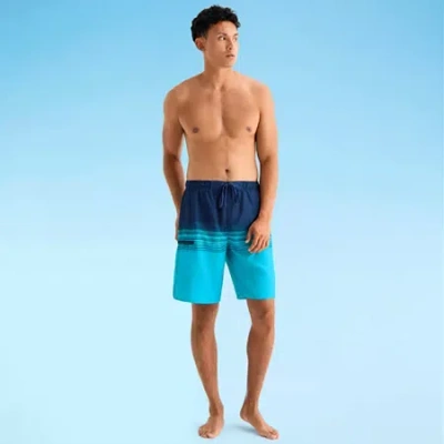 Burnside Mens Drawstring Waist Striped Swim Shorts In Blue