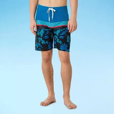 Burnside Mens Quick Dry Abstract Board Shorts In Blue