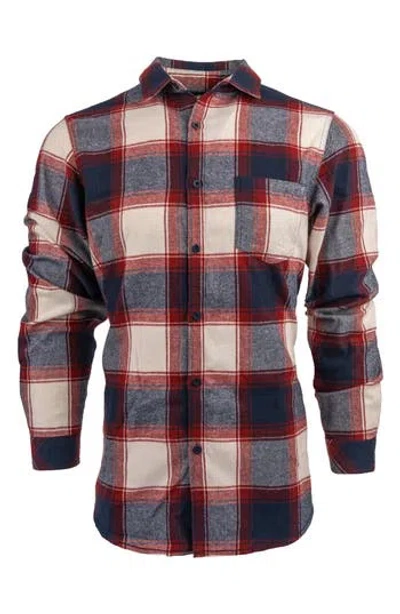 Burnside Plaid Flannel Long Sleeve Button-up Shirt In Crimson/ecru