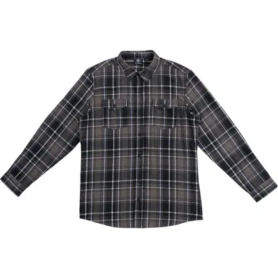 Burnside Plaid Flannel Shirt In Gray