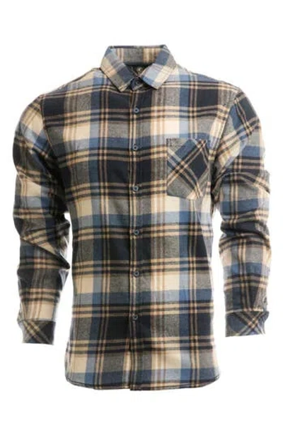 Burnside Plaid Flannel Shirt In Blue/ecru