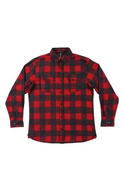 Burnside Plaid Flannel Shirt In Red
