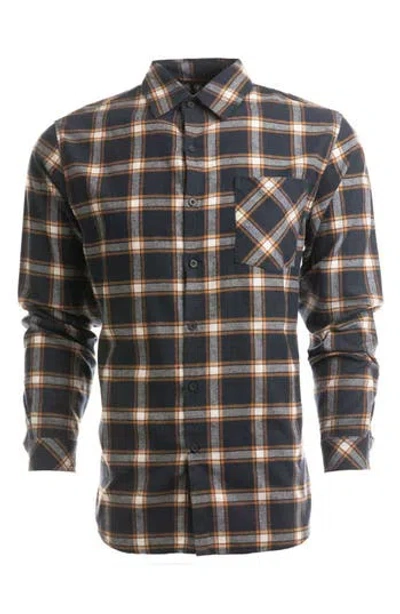 Burnside Plaid Flannel Shirt In Navy/orange