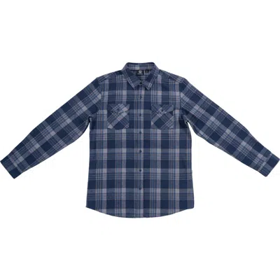 Burnside Plaid Long Sleeve Flannel Shirt In Blue