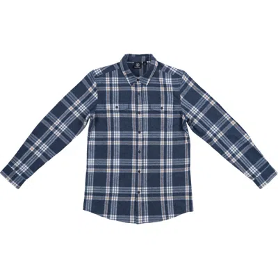 Burnside Plaid Long Sleeve Flannel Shirt In Blue