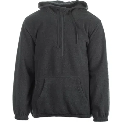 Burnside Polar Fleece Quarter Zip Hoodie In Heather Charcoal