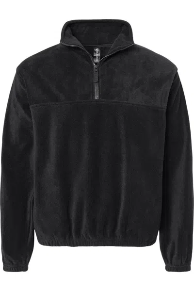 Burnside Polar Fleece Quarter-zip Pullover In Black