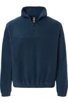 Burnside Polar Fleece Quarter Zip Sweatshirt In Blue